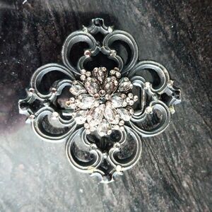 Ornate Rhinestone Floral Scroll Belt Buckle